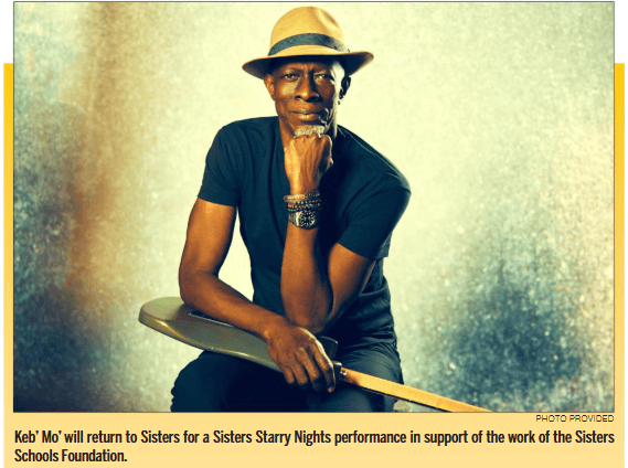 Starry Nights returns with Keb’ Mo’ promotional portrait, newspaper clipping of Keb’ Mo’ seated with guitar