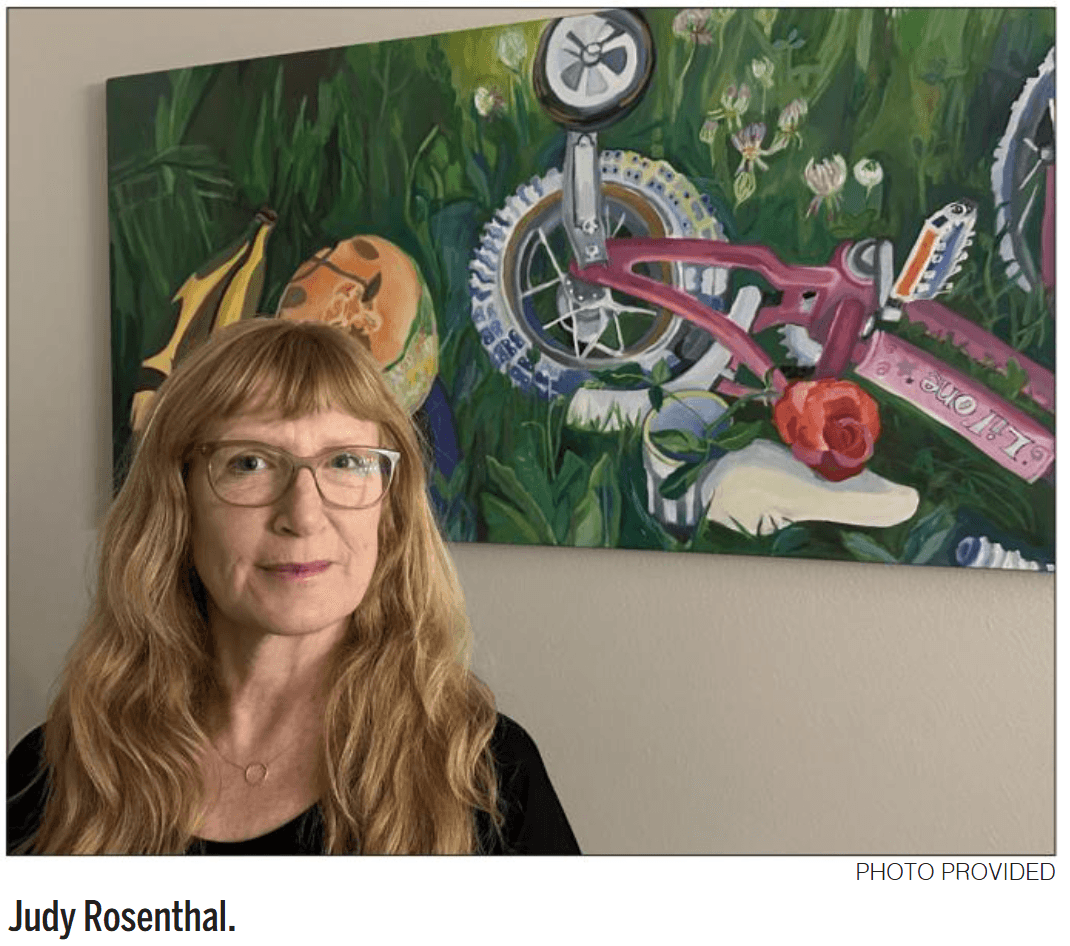 Newspaper clipping photo of Judy Rosenthal, Sisters Middle School art teacher.